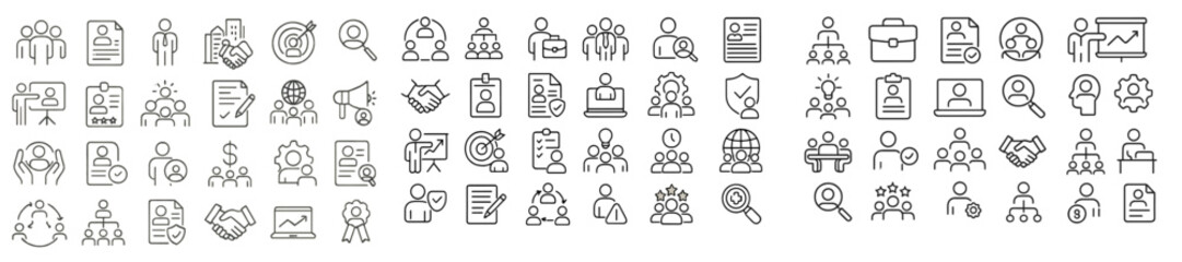 Poster - Diverse group of icons representing business and teamwork concepts displayed together in a visually appealing layout