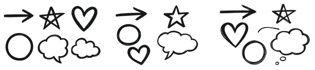 Aufkleber - Creative doodles illustrating concepts of love, ideas, and transformation captured in a simple sketch format
