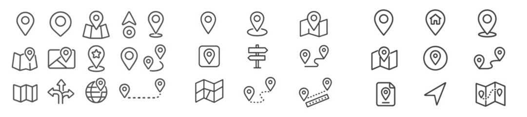 Leinwandbilder - Collection of navigation and location icons in minimalist design suitable for digital applications and maps