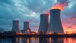 © Thaned - Large industrial coal power plant cooling tower , chimney, concrete
