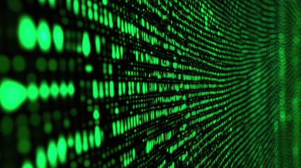 Green Digital Stream Abstract Tech Background.