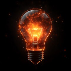 Wall Mural - An Illuminated Lightbulb Shining Brightly Against a Dark Background