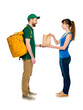 © Luis - delivery man handing bag to woman