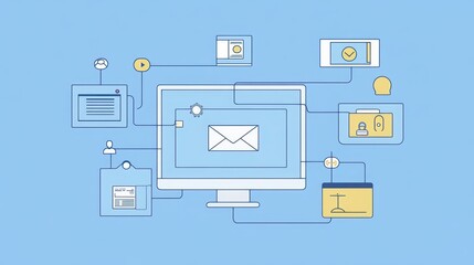 Digital communication concept with connected devices.