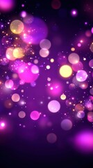Wall Mural - abstract purple background with glowing bokeh lights and sparkling stars creating a magical and fest