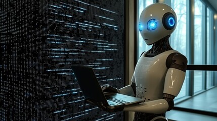 robot working on code