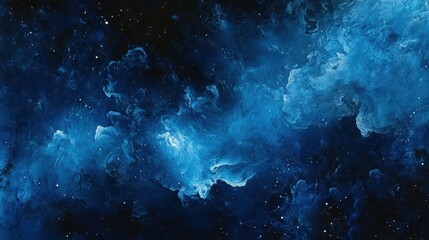 Wall Mural - ethereal cosmic nebula in deep space with swirling blue clouds and distant stars creating a celestia