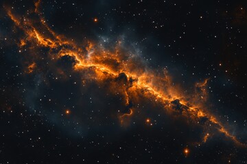 Wall Mural - captivating cosmic river of glowing orange nebula stretching across the vast expanse of the dark sta