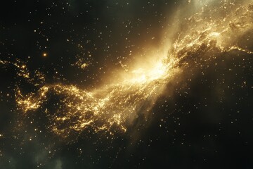 Wall Mural - ethereal golden nebula with stardust and cosmic dust against a dark backdrop captivating celestial b