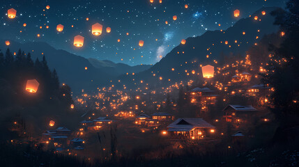 Wall Mural - magical hmong village