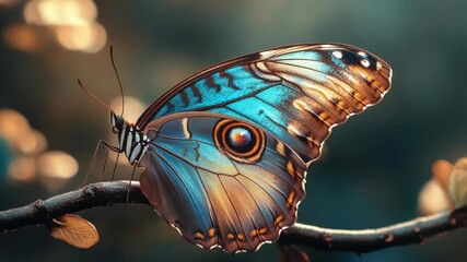 Fototapete - A close-up shot of a colorful butterfly perched on a tree branch