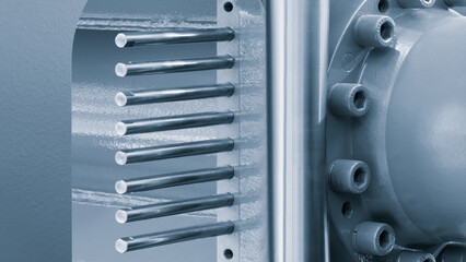 Aufkleber - A close up of a metal object with many small metal rods sticking out of it. rods are all different sizes and are arranged in a pattern