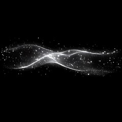 Wall Mural - A luminous mesh wave with sparkling particles on black background