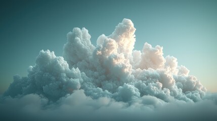 Wall Mural - Billowing, soft, fluffy cumulus clouds under a blue sky