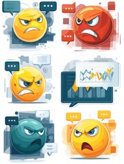 Poster - Angry Emoji Icons Expressing Frustration With Trade Graphs in Speech Bubbles Generative AI