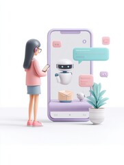 Aufkleber - Chatbot Confirms Order Through Phone Interaction in Vibrant User Interface Design Generative AI