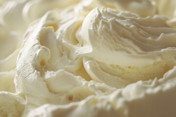 Aufkleber - Macro shot of creamy, smooth, vanilla dessert with light texture, featuring swirls and peaks in a close-up view.
