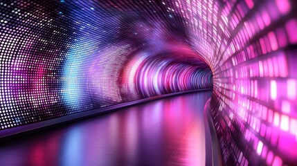 Wall Mural - luminous tunnel bright, colorful lights form a curved tunnel