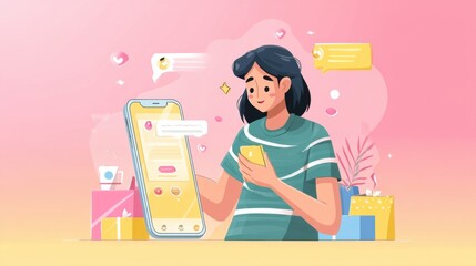 Aufkleber - Chatbot Confirms Order Through Phone Interface in Vibrant and Colorful User Experience Generative AI