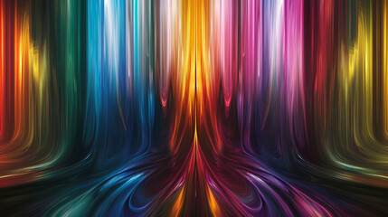 Wall Mural - Colorful abstract metallic reflection with vertical lines and vibrant hues. [Fractal Eden] | Rotating Gardens | dynamic symmetry. Illustration