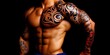 © Shahina - Muscular Man with Tribal Tattoo Art on Chest and Arm