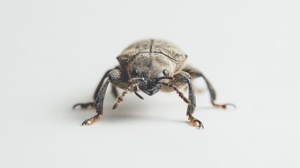 Wall Mural - intricate exoskeleton of a curious brown beetle specimen captured in macro close up the detailed tex