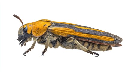 Wall Mural - this striking image showcases a close up of a colorful striped beetle highlighting its vibrant carap