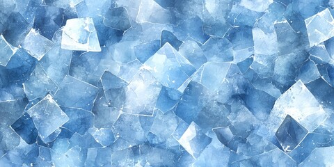 Leinwandbilder - Blue and white abstract painting with a lot of squares and triangles. The painting is made up of many different shapes and sizes, creating a sense of depth and movement