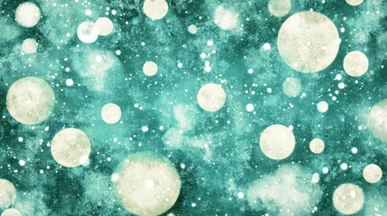 Fototapete - Blue and white background with many small white circles. The circles are scattered throughout the image, creating a sense of movement and energy. Scene is playful and whimsical