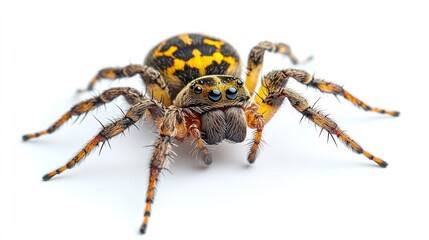 Wall Mural - Closeup portrait of a venomous spider with a menacing and aggressive appearance showcasing its fangs hairy legs and intimidating posture