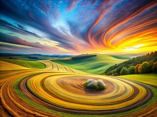 Sticker - abstract swirl landscape: serene nature meets whimsical design