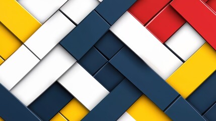 Leinwandbilder - Colorful pattern of squares and rectangles. The colors are red, yellow, and blue