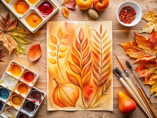 Wall Mural - abstract watercolor warm forms: organic nature shapes, aesthetic background