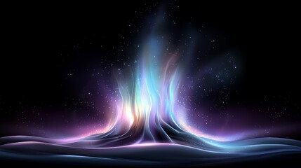 Poster - Colorful, swirling mass of light and fire in the sky. The colors are vibrant and the fire is glowing