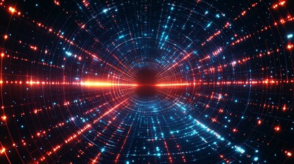 Aufkleber - Spiral of lights with a red and blue center. The lights are in a pattern and are very bright
