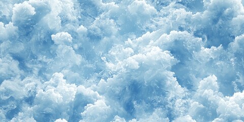 Poster - The sky is filled with fluffy white clouds, creating a serene and peaceful atmosphere. The blue color of the sky is calming and soothing. The clouds are scattered throughout the sky