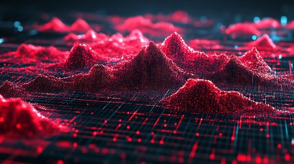Abstract data landscape with digital peaks and valleys representing information