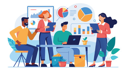 Leinwandbilder - Working together on data analysis in a modern office environment with diverse team members engaged in discussion and collaboration