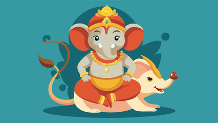 Poster - Cute vector illustration of a cheerful cartoon character riding a small elephant in bright colors, perfect for children's art or educational materials