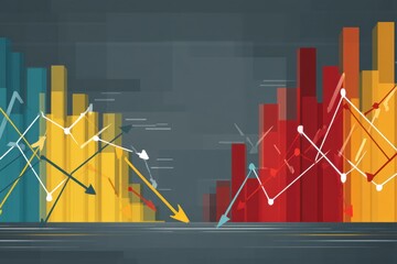 Poster - Two Opposing Economies Represented by an Abstract Graph Illustrating Contrasting Trends and Movements Generative AI