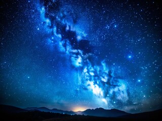 Wall Mural - Minimalist Night Sky: Starry Blue Heaven, Celestial Beauty, Dark Blue Background