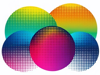 Sticker - pop art comic style gradient circle halftone silhouette set, isolated white background