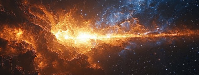 cosmic fiery nebula in the vastness of space.