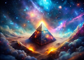 Wall Mural - Surreal Cosmic Pyramid: Tilt-Shift Deep Space Abstract Background