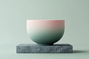 Poster - A  shot of a simple, ombre-colored bowl on a stone platform.