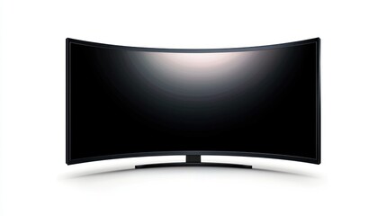 Wall Mural - Slim black border curved TV screen on white background