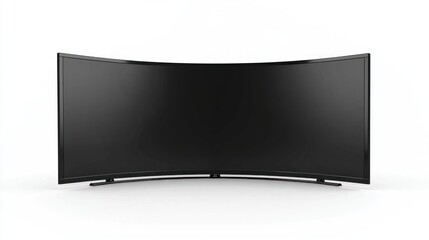 Wall Mural - Slim black border curved TV screen on white background