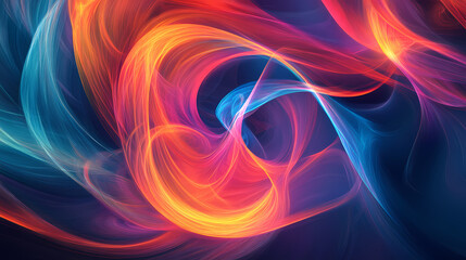 Wall Mural - Vibrant abstract swirls of colorful waves representing dynamic movement and energy. [Fractal Eden] | Prismatic Forest | color symmetry. Illustration