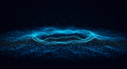 Wall Mural - abstract blue particle wave data visualization technology background