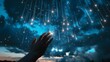 © sarana - Hand Creating a Meteor Shower: A hand guiding a meteor shower across the sky, with streaks of light trailing behind each meteor.